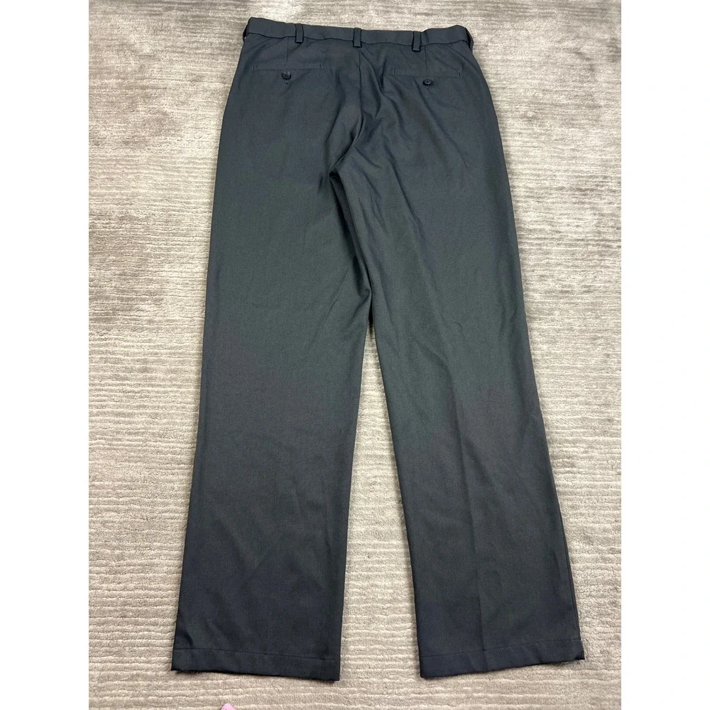 Haggar Dress Pants Mens 36x34 Gray Classic Fit Flat Front Straight Leg Polyester